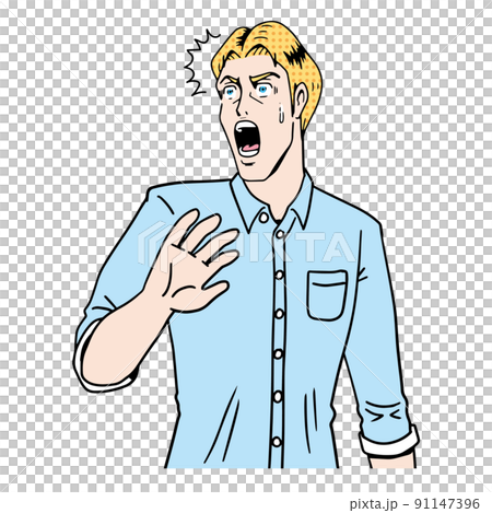 アメコミタッチのびっくりする白人 アメコミタッチのびっくりする白人 91147396