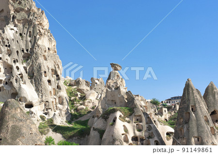 The Valley of Love in Cappadocia and cave settlements Dwellings in the rock of Turkey. 91149861
