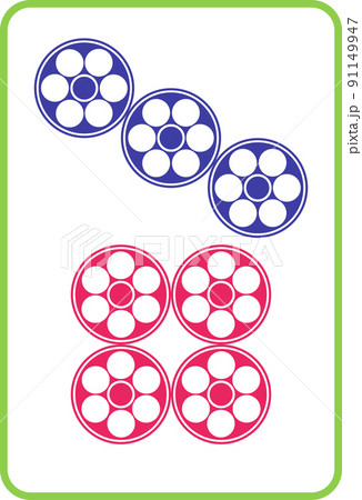 麻雀牌のカラーイラストアイコン　七筒 91149947