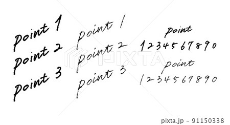 Point1 2 3　ペンや鉛筆で書いたような手書き素材 91150338