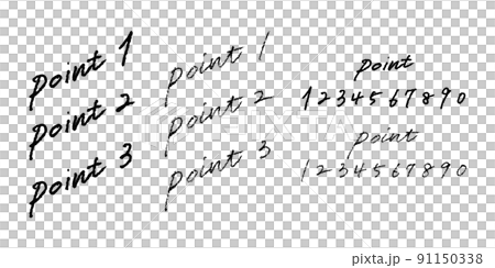 Point1 2 3　ペンや鉛筆で書いたような手書き素材 91150338