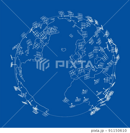 Solar Panels on Earth Concept. Vector 91150610