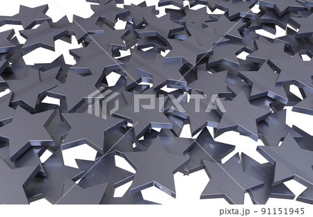 Silver Stars pattern isolated on white background. 3D rendering. 91151945