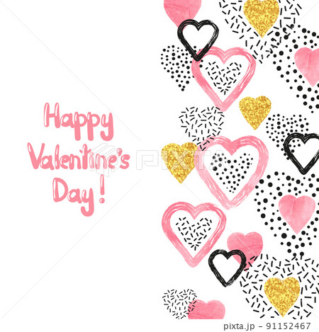 Valentines Day background with abstract pink hearts and place for text 91152467