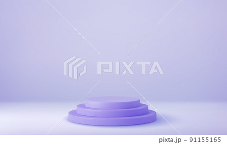 3d Shiny white round pedestal podium. 91155165