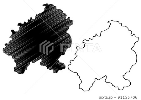 Vikarabad district (Telangana State, Republic of India) map vector illustration, scribble sketch Vikarabad map 91155706