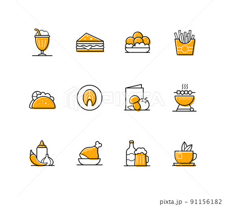 Food and drink - modern line design style icons set Food and drink - modern line design style icons set 91156182