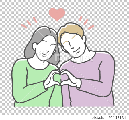 一對國際夫婦手工製作心印西方男人和亞洲女人 91158184