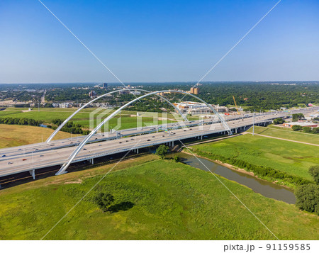 Aerial view of the Dallas downtown cityscape 91159585