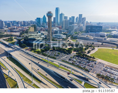 Aerial view of the Dallas downtown cityscape 91159587
