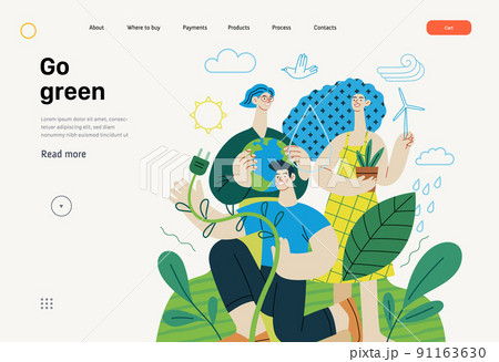 Ecology - Go green -Modern flat vector concept illustration of ecology metaphor, People surrounded by natural ecological and Renewable energy symbols. Creative landing web page template Ecology - Go green -Modern flat vector concept illustration of ecology metaphor, People surrounded by natural ecological and Renewable energy symbols. Creative landing web page template 91163630