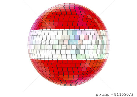 Mirror disco ball with Austrian flag, 3D rendering 91165072
