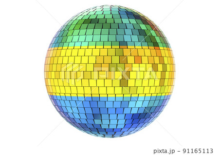 Mirror disco ball with Gabonese flag, 3D rendering 91165113