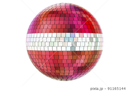 Mirror disco ball with Latvian flag, 3D rendering 91165144