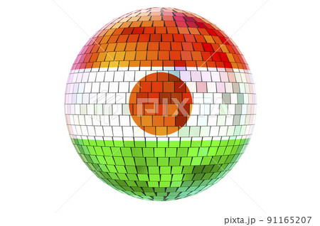 Mirror disco ball with Niger flag, 3D rendering 91165207