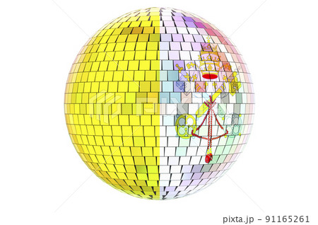 Mirror disco ball with Vatican flag, 3D rendering 91165261