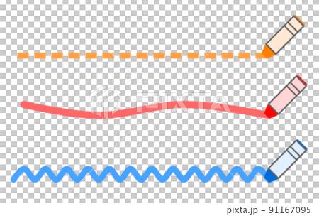 くれよんでクネクネしたアンダーラインを描くイラスト 91167095