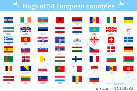 世界の国旗　ヨーロッパの54か国セット