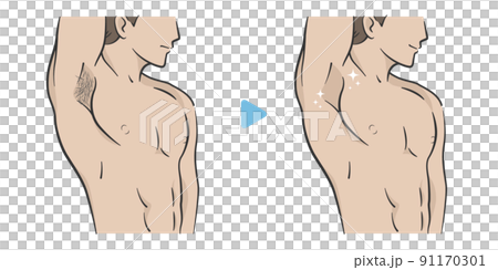 去除腋毛的男人的插圖 去除腋毛的男人的插圖 91170301