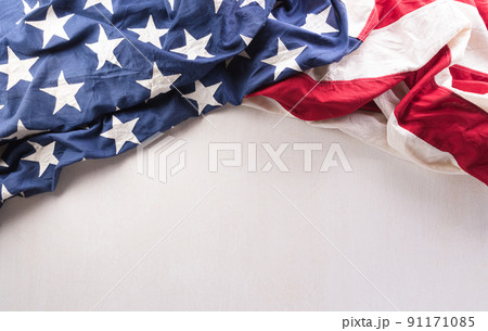 Happy Independence day concept made from American flag on white wooden background. Happy Independence day concept made from American flag on white wooden background. 91171085