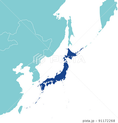 日本列島、日本の全体図と周辺国 91172268