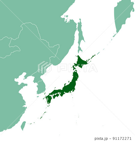 日本列島、日本の全体図と周辺国のイラスト素材 [91172271] - PIXTA