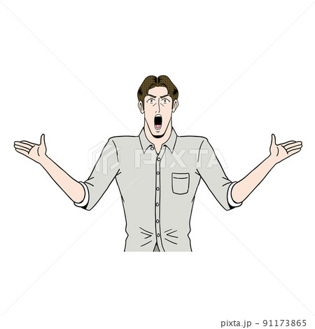アメコミタッチの驚く男性 91173865