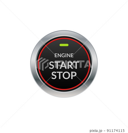 Car engine start stop button ignition. Push circle button engine stop start quality Car engine start stop button ignition. Push circle button engine stop start quality 91174115