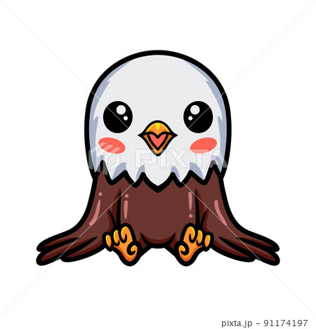 Cute little eagle cartoon sitting 91174197