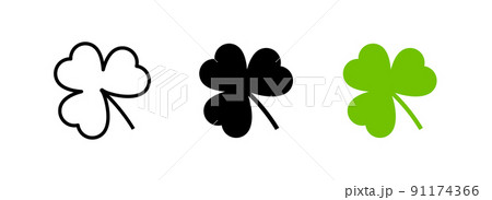 Shamrock vector clover icon, Irish shamrock leaf logo silhouette trefoil clipart art 91174366