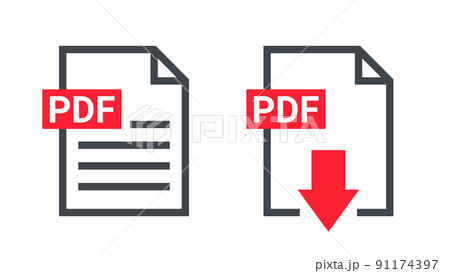 PDF file icon format. Pdf download document image button vector doc icon PDF file icon format. Pdf download document image button vector doc icon 91174397