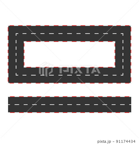 Rally line track road border karting. Race lane formula marking circuit Rally line track road border karting. Race lane formula marking circuit 91174434