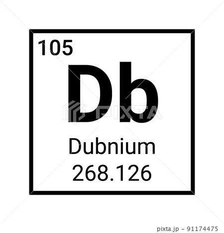 Dubnium chemical element sign. Dubnium atom element sign 91174475