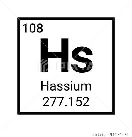 Hassium periodic table chemical element. Mendeleev table hassium atom sign 91174476