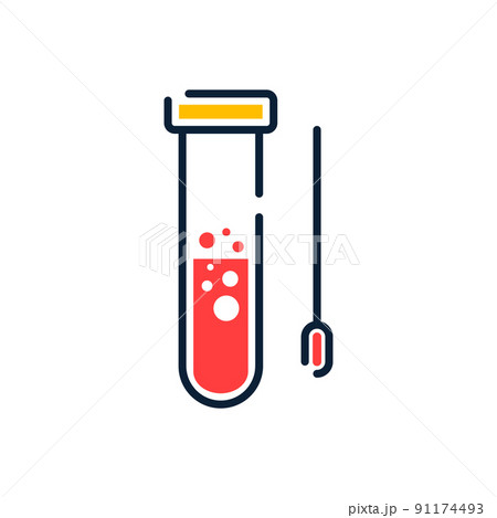 Covid pcr test vector line icon. Corona virus covid19 tube test medical laboratory 91174493