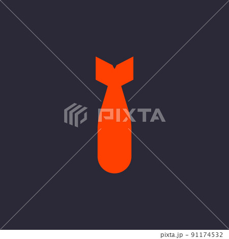 Nuclear bomb military icon. Vector air bomb atomic war aviation symbol 91174532