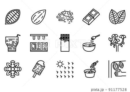 Cacao and Chocolate Vector Line Icons Set Cacao and Chocolate Vector Line Icons Set 91177528