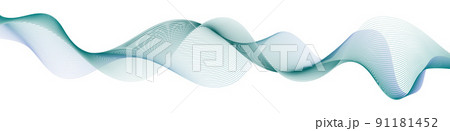 Teal wave swoosh isolated. Flowing swirl, sea water, air wind dynamic undulate curve on white background. Vapor sound wave, smooth color flow. Vector illustration. Teal wave swoosh isolated. Flowing swirl, sea water, air wind dynamic undulate curve on white background. Vapor sound wave, smooth color flow. Vector illustration. 91181452