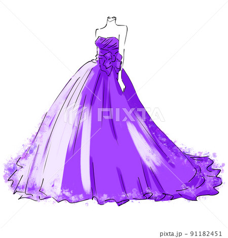 カラードレス ウェディング 紫のイラスト素材