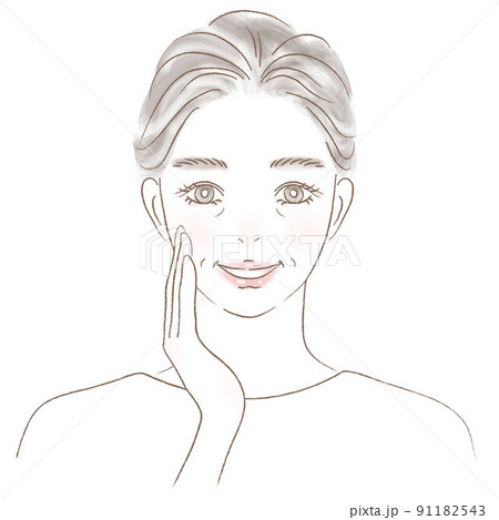 60代70代　グレーヘアの笑顔の女性の上半身 91182543