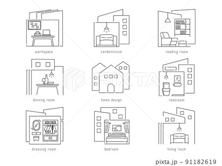 home and interior design line illustration 91182619