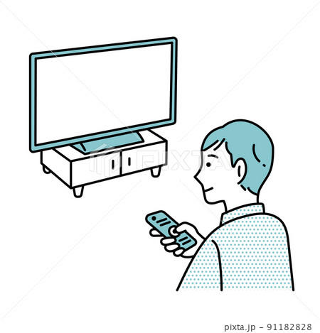 テレビを見る男性のイラスト 91182828