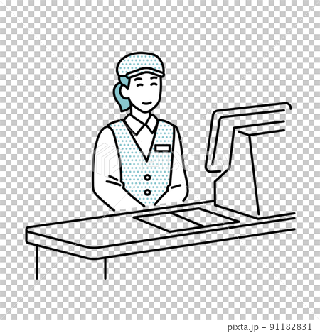 Illustration of a restaurant clerk Illustration of a restaurant clerk 91182831