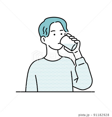 水を飲む男性のイラスト 水を飲む男性のイラスト 91182928
