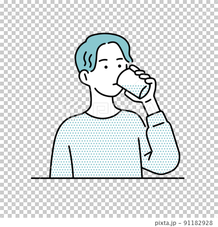 水を飲む男性のイラスト 水を飲む男性のイラスト 91182928