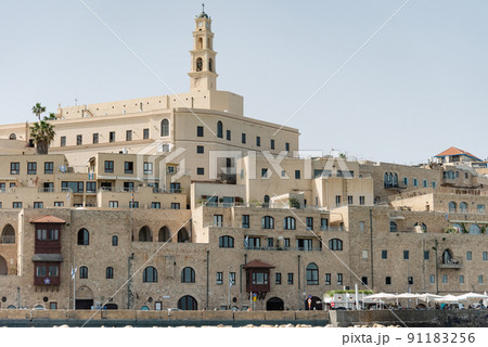 Old Jaffa buildings. A view from the old Yaffa Port in Tel-Aviv 91183256
