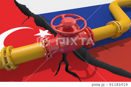 Gas pipeline between Russia and Turkey. 3d illustration 91183419