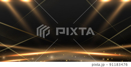 Abstract elegant gold lines diagonal scene on black background. Template premium award design. Abstract elegant gold lines diagonal scene on black background. Template premium award design. 91183476