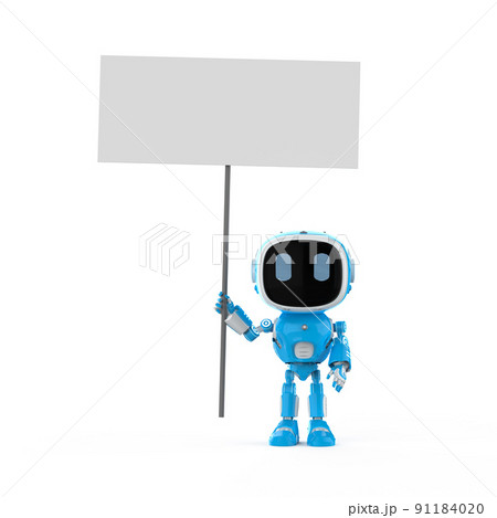 cute and small artificial intelligence assistant robot with empty note 91184020