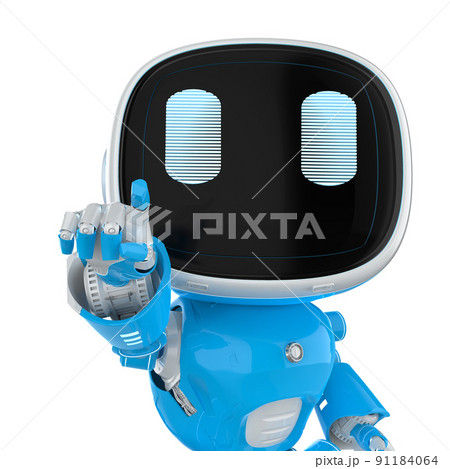 cute and small artificial intelligence assistant robot finger point 91184064